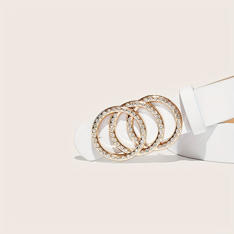 Набор из 2 ремней с камнями-стразами для женщин, черные и белые, стильные аксессуары для джинсов и платьев