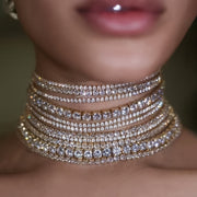 Elegant Rhinestone Multi-Layer Choker Necklace for Women Party Wedding Eid