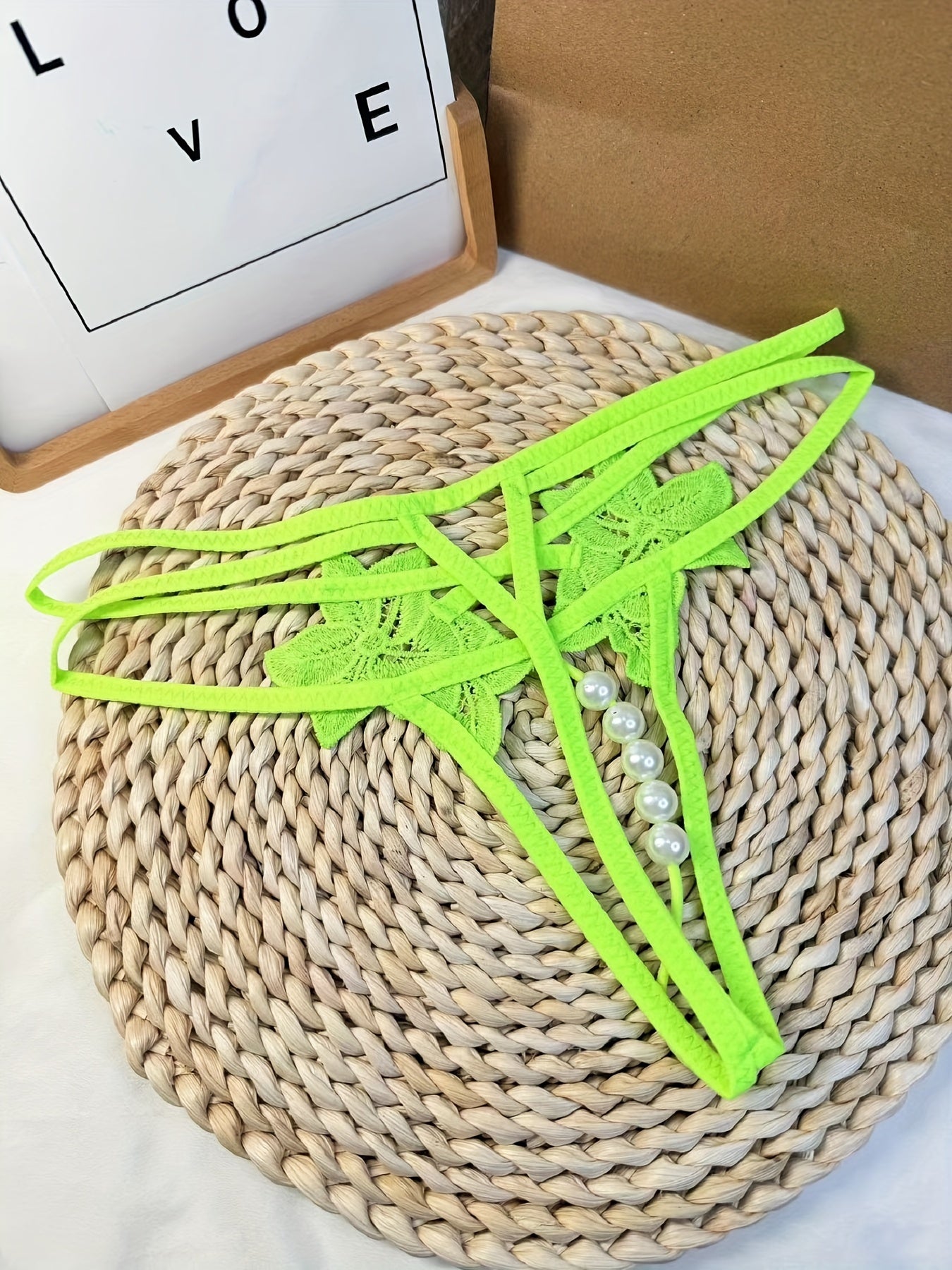 Women's Pearl Open Crotch Thong Lingerie