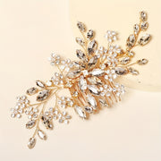 Handmade Flower Hair Comb with Horse Eye Rhinestones for Bridal Wedding Dress Accessories