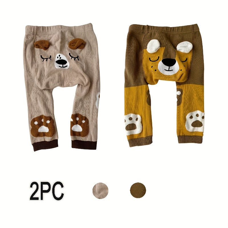 Conjunto de leggings para niños de mezcla de algodón 2 unidades, suaves, elásticos, para todas las estaciones, con dibujos animados