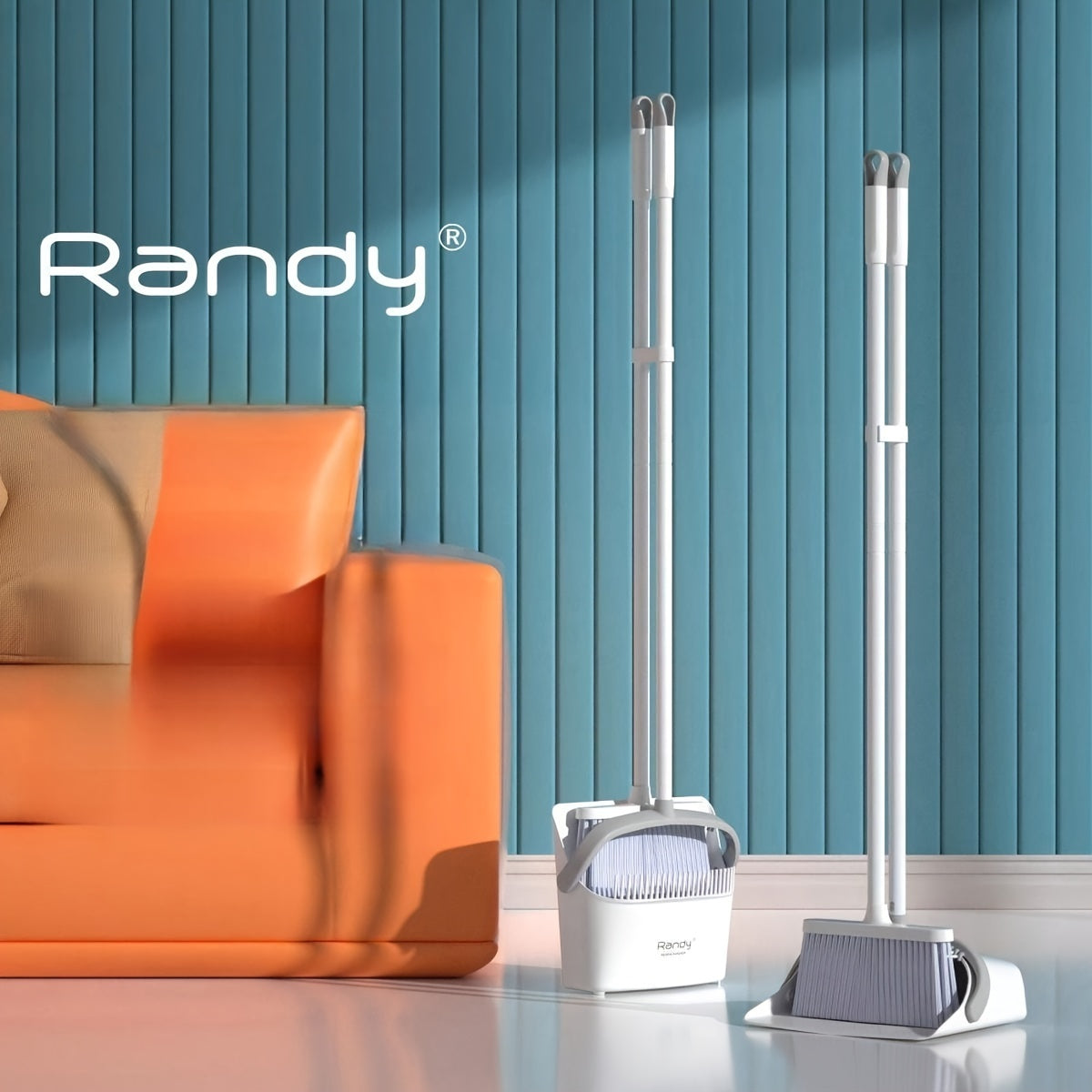 Conjunto de escoba y recogedor con mango largo para limpiar pelo de mascotas, hogar y oficina