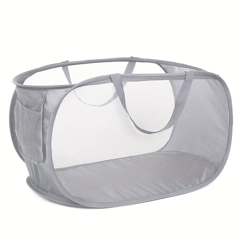 Foldable Laundry Basket with Mesh Hamper and Reinforced Handles for Laundry and Gifts