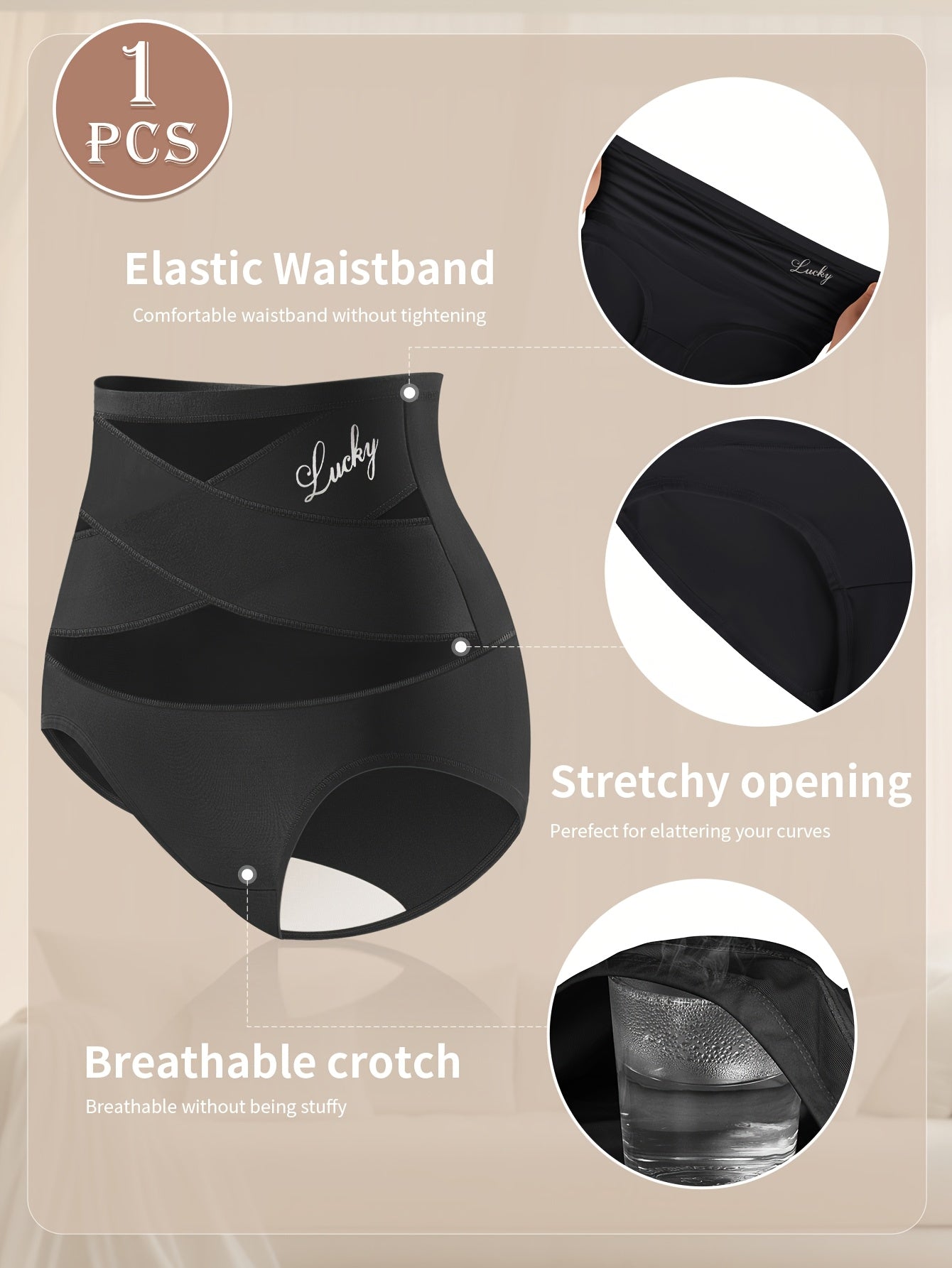 MEIYATING brendi yuqori beldagi ayollar uchun ichki kiyimlar, yumshoq to'qilgan polyesterdan tayyorlangan, kesma tasma tafsiloti bilan. Qulay moslashuvchan, bir rangli. 90% polyester va 10% elastan dan tayyorlangan.