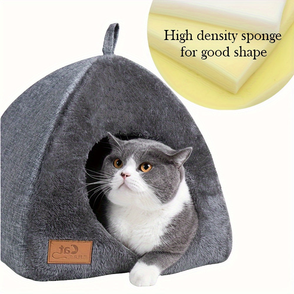Foldable Cat Bed with Plush Cushion Soft Cozy Cave Nest for Small Cats
