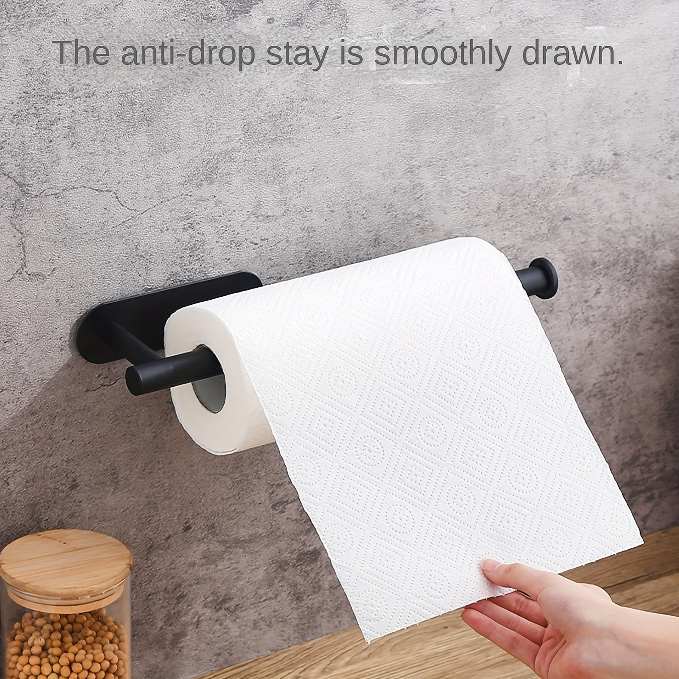 Kitchen Paper Towel Holder Dual Roll Capacity Black Plastic Wall Mount Organizer for Kitchen Bathroom