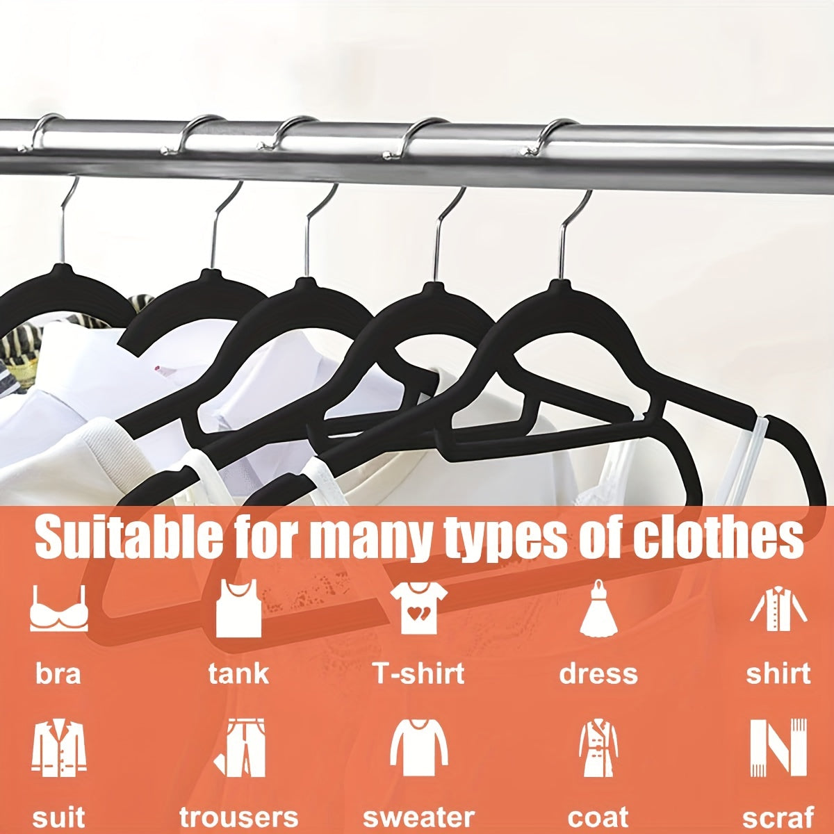 Hanging Non-Slip Plastic Clothes Hangers Sets of 30 50 or 100 for Closet Bedroom Bathroom