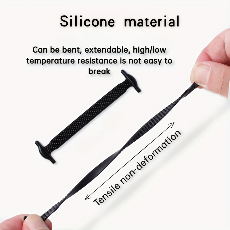 Unisex Elastic Silicone No-Tie Shoelaces for Sneakers and Casual Shoes
