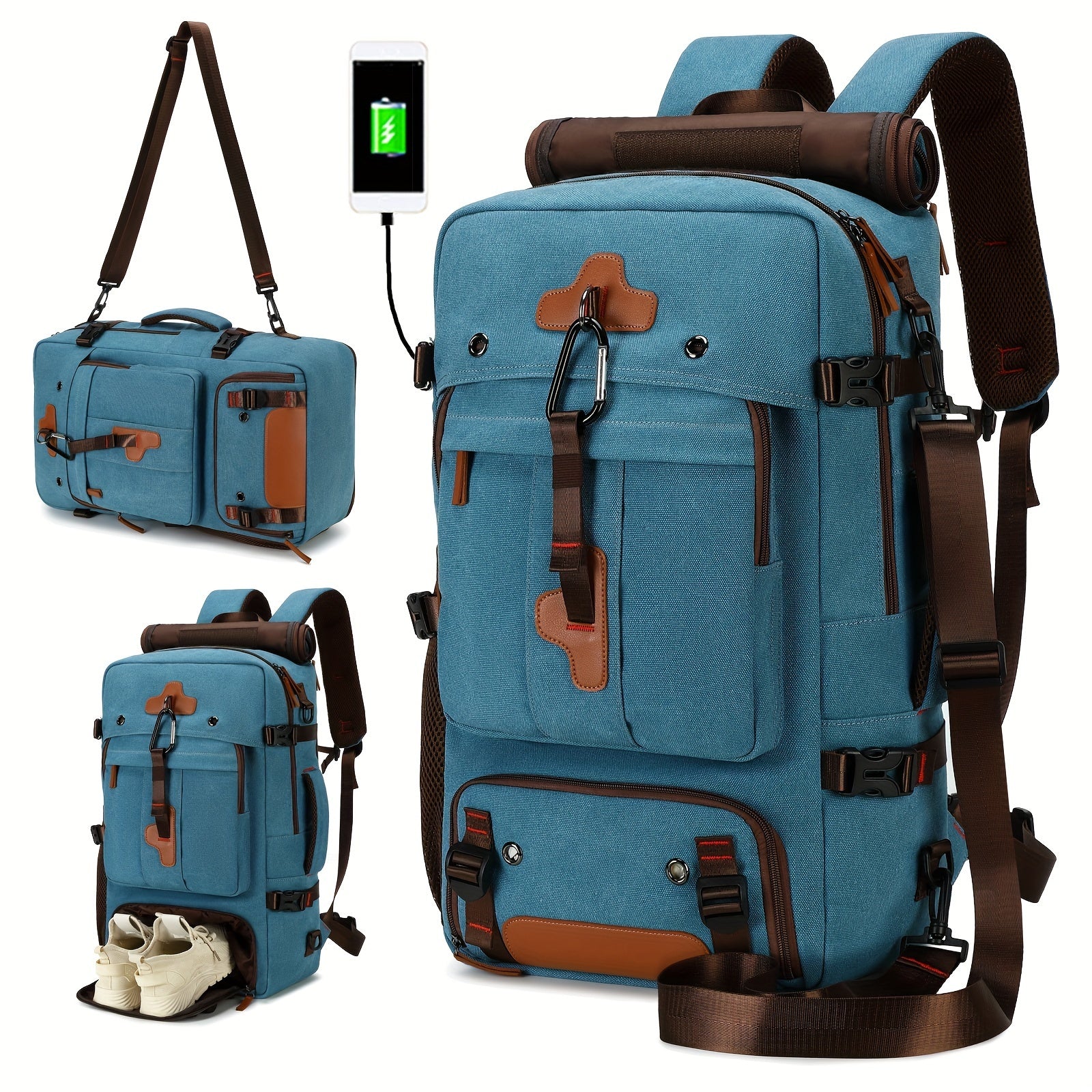 Sakkizgacha bo'lgan erkaklar sayohat ryukzaki, poyabzal bo'limi bilan, 43.94 sm laptopga mos keladi, tasodifiy piyoda yurish va biznes safarlari uchun mos.