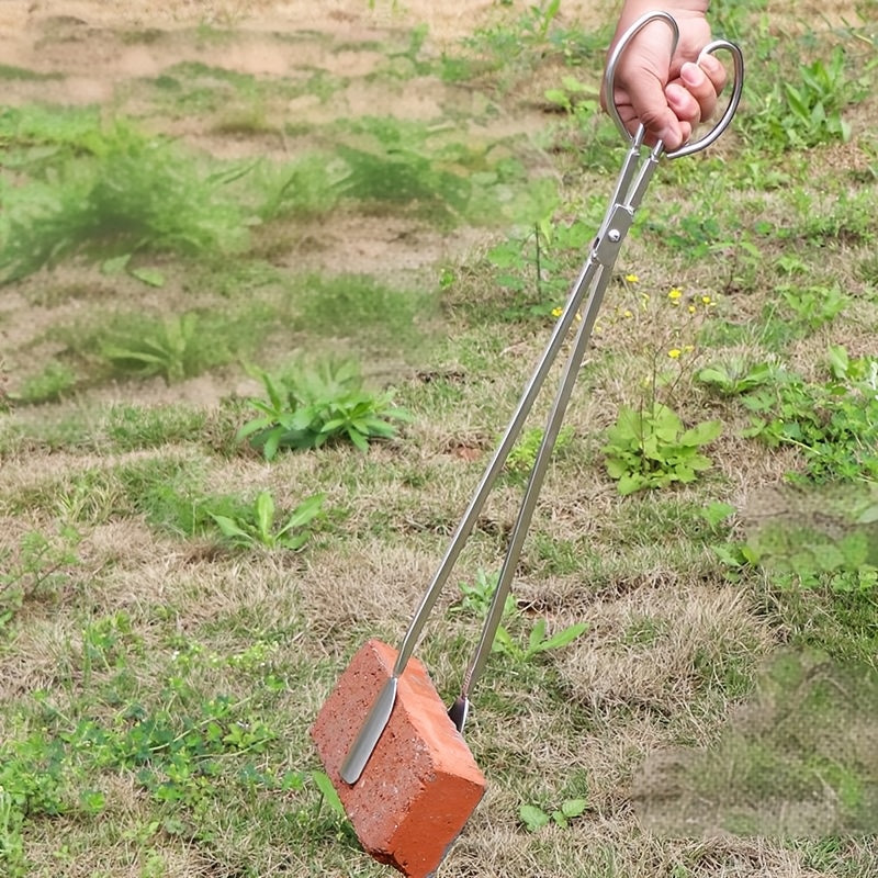 Stainless Steel Tongs with Non-Slip Head, Extended Handle, Wide Grip for Kitchen Camping and Garbage