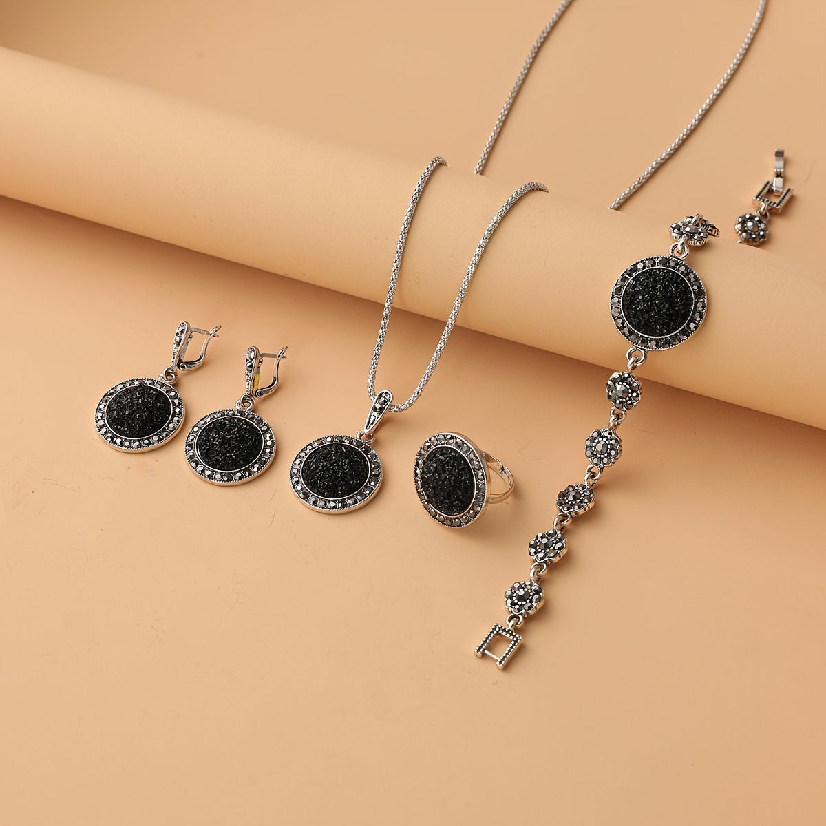 Women's Geometric Jewelry Set Necklace Ring Earrings Bracelet Imitation Gemstone