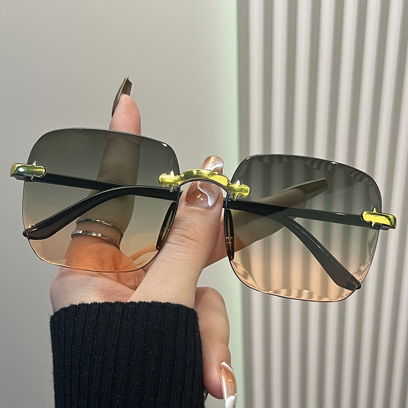 Women's Frameless Square Polycarbonate Sunglasses for Photography and Outdoor Activities