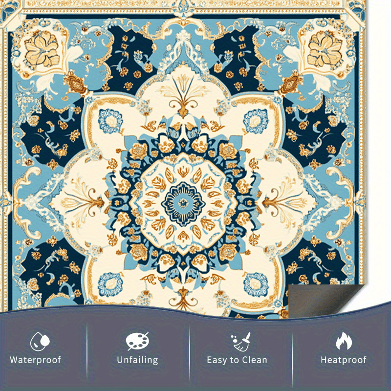 Turkiston Ko'k Vintage Qaynatgich Magnit Suv o'tkazmaydigan PVC Saroy uslubi 58.5x65 sm