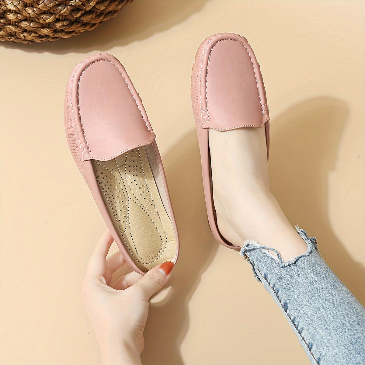 Women's Slip-On Mule Sandals with Cap Toe, Flat Heel, Summer Style
