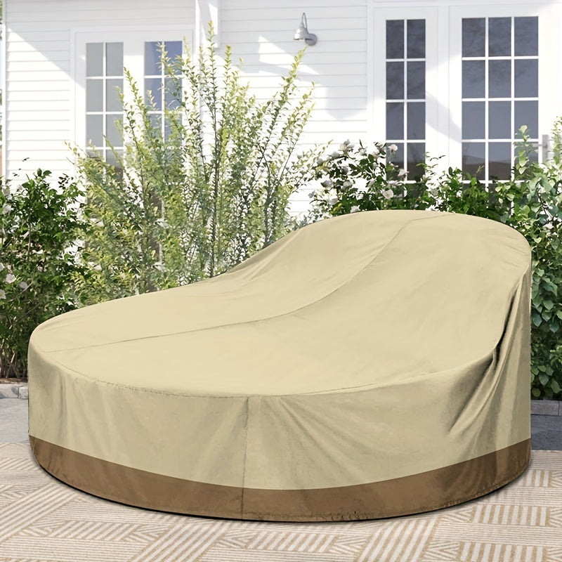 Round Beige Patio Daybed Cover Durable Polyester All-Weather Protection 223.52cm