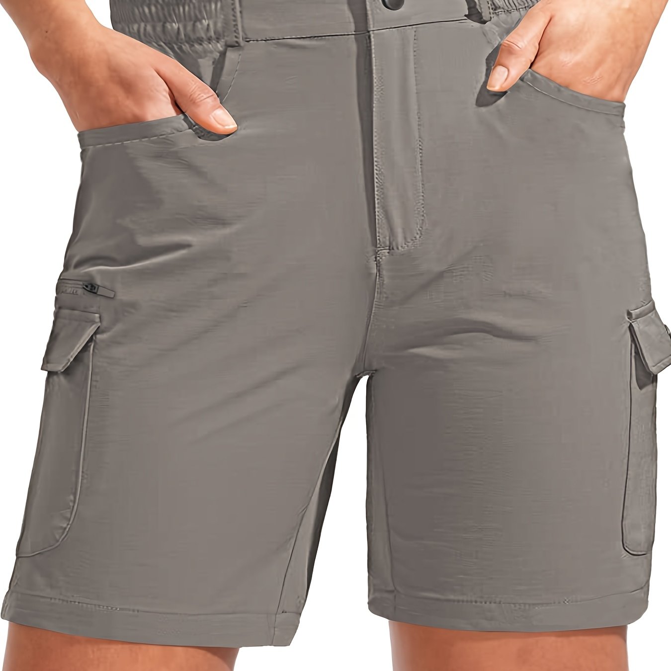 Ayollar uchun tez quriydigan cargo shortlar, 7 ta cho'ntak, erkin fit, yozgi ochiq havoda foydalanish uchun