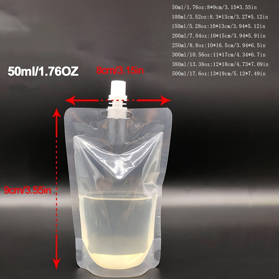 Set of 10 Clear Plastic Drink Pouches with Nozzle Leak-Proof Juice Bags for Smoothies