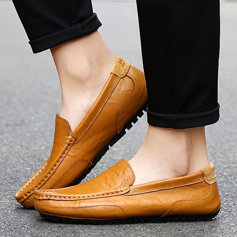 Men's Casual Slip-On Driving Moccasins Leather Low Top All-Season
