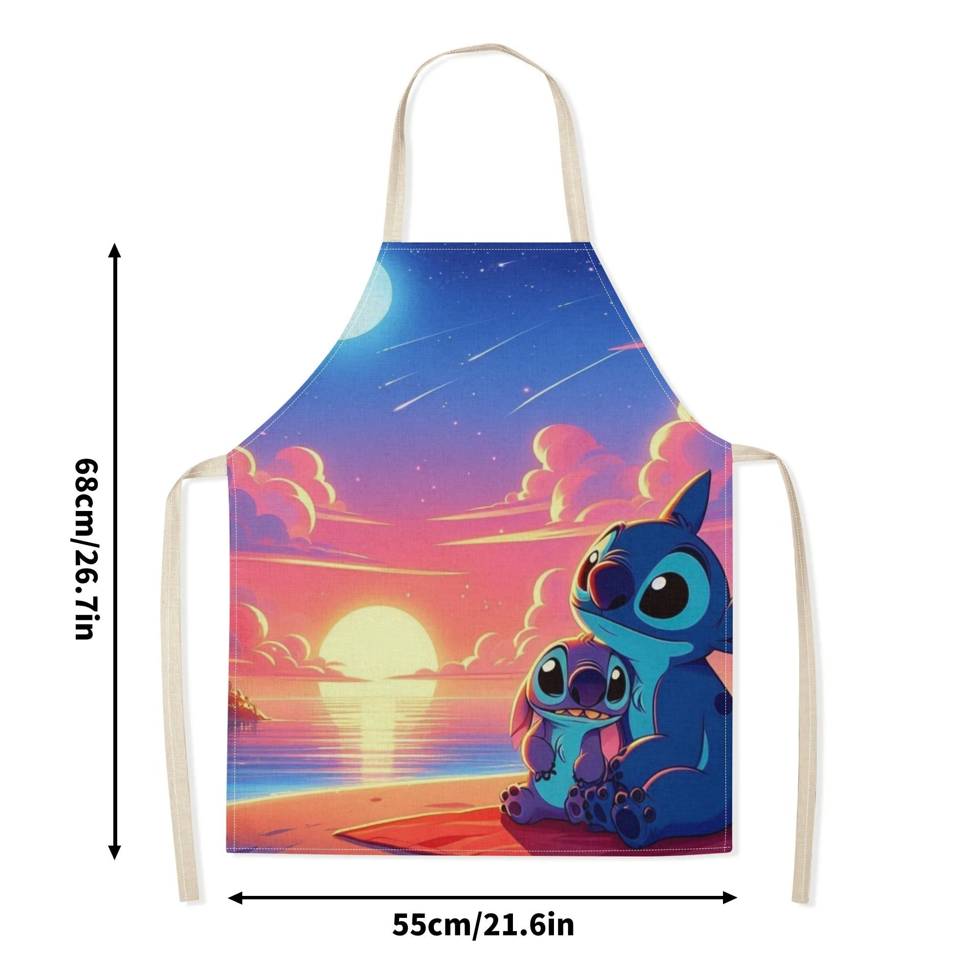 Waterproof Cartoon Apron for Kids with Mickey Minnie Winnie The Pooh Stitch Design