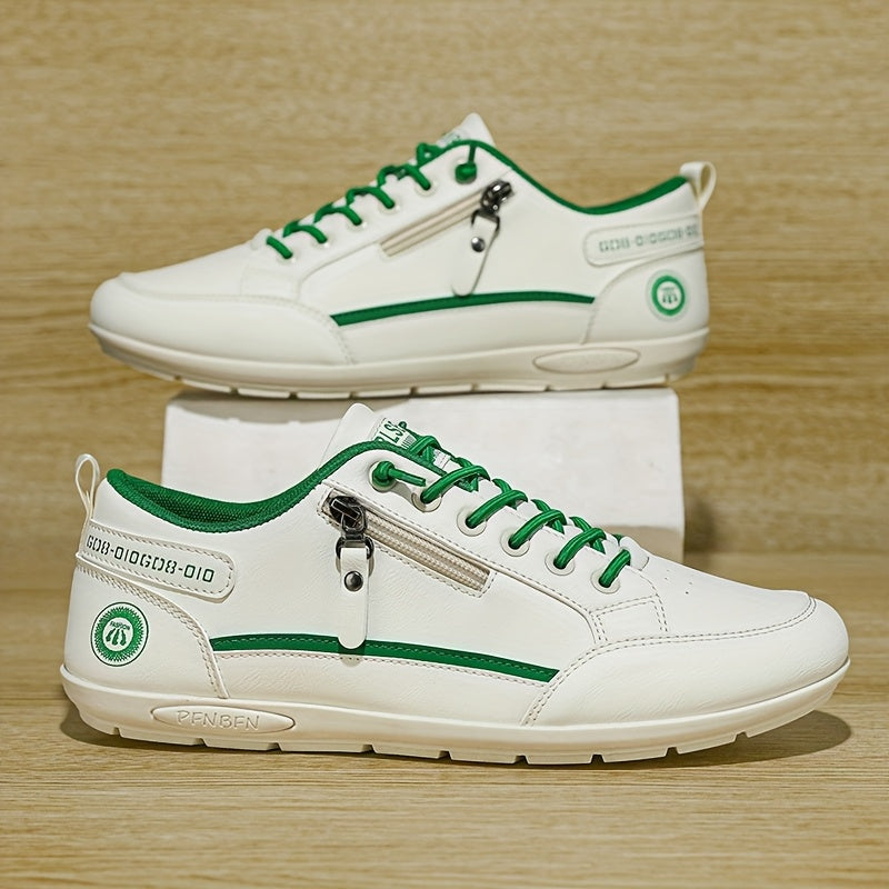 Women's Low-Top Sneakers White Black Lace-Up Casual Athletic Shoes