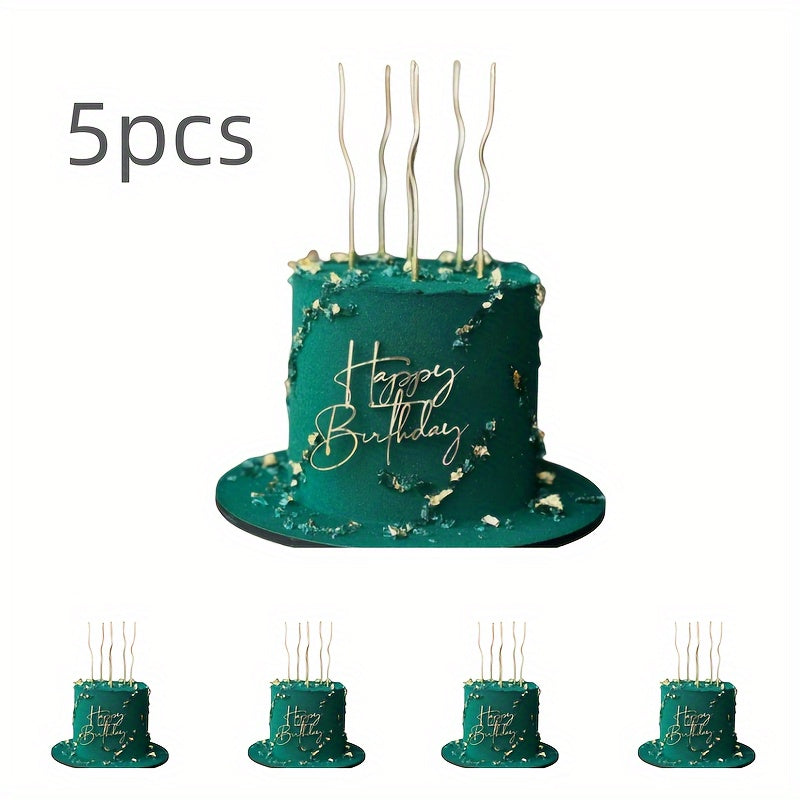 5pcs Happy Birthday Acrylic Cake Toppers for Party and Dessert Table Decoration