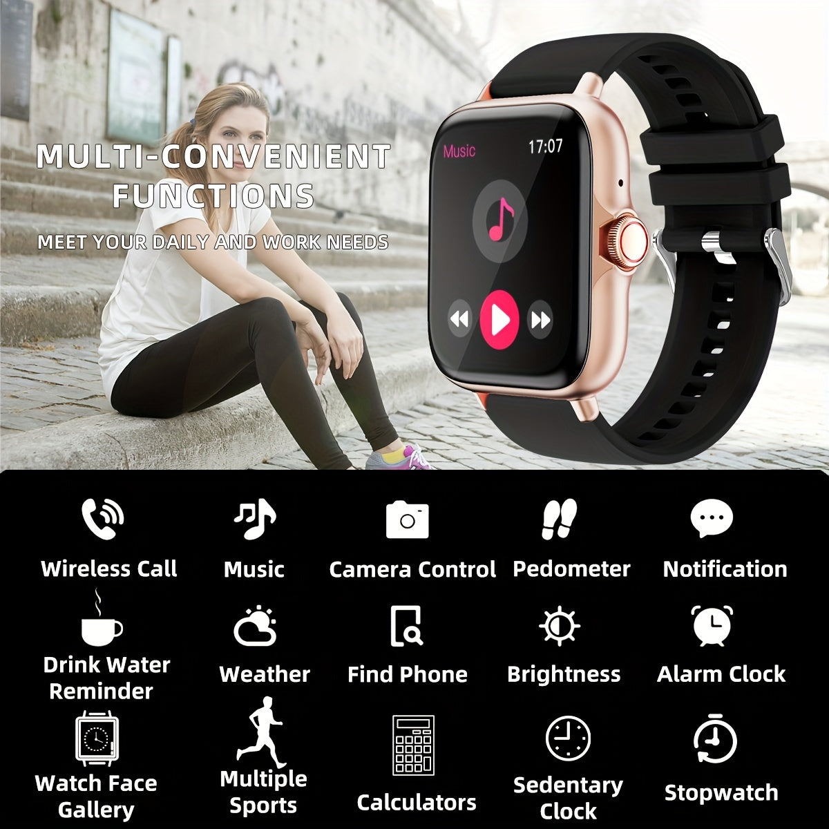 Men's and Women's Full Touch Screen Smartwatch with Wireless Calling and Sleep Monitoring