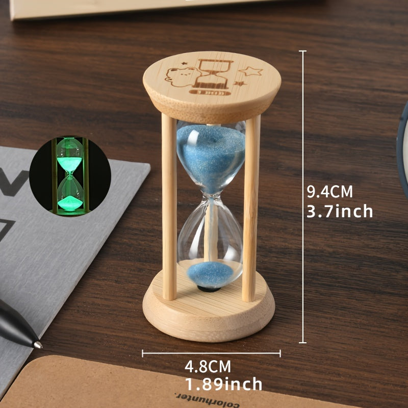 Wooden Sand Timer 1 Minute Glow-in-the-Dark Hourglass 9.4cm Home Decor
