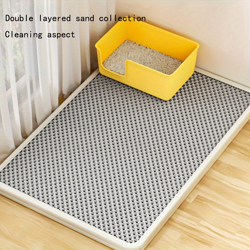Large Dual-Layer EVA Cat Litter Mat for Easy Cleanup and Splash Prevention