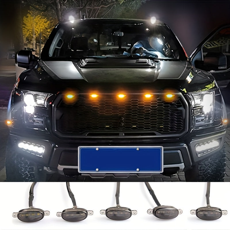Luz de parrilla LED de ámbar ahumado universal para coche, decoración para SUV, camión pickup y todoterreno