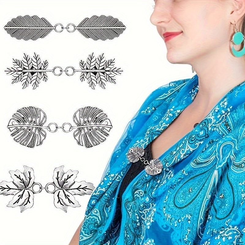 Ayollar uchun kardigan kliplar to'plami, ikki dona, noaniq shakldagi, vintage ilhomlangan sviter shalv pinlari, broshlar