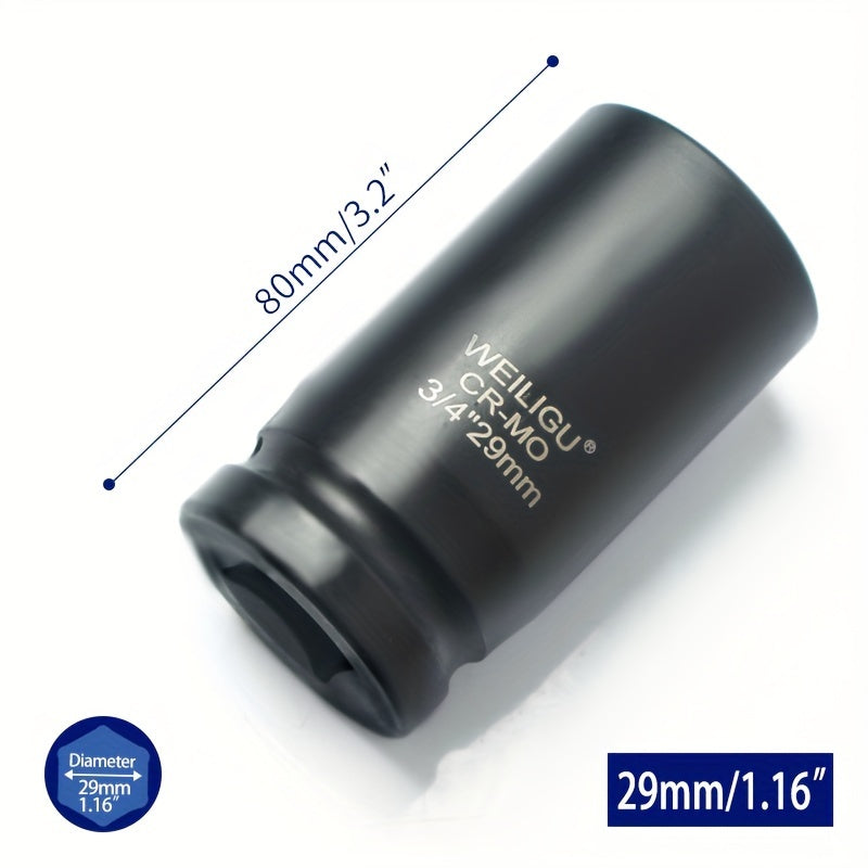 Тяжелая пневматическая головка-ключ 3/4 дюйма, средняя длина, хром-ванадий