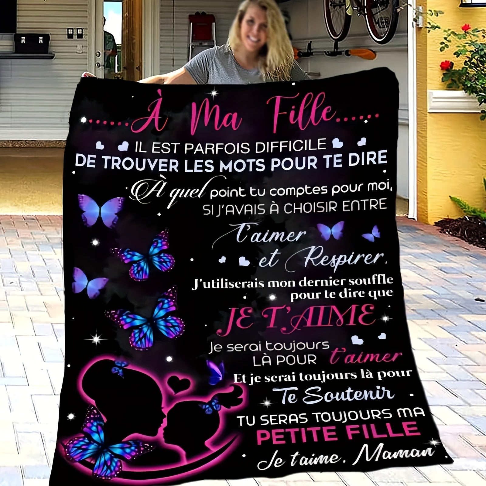 French-Inspired Flannel Throw Blanket Soft Warm Couch Bed Camping Hypoallergenic