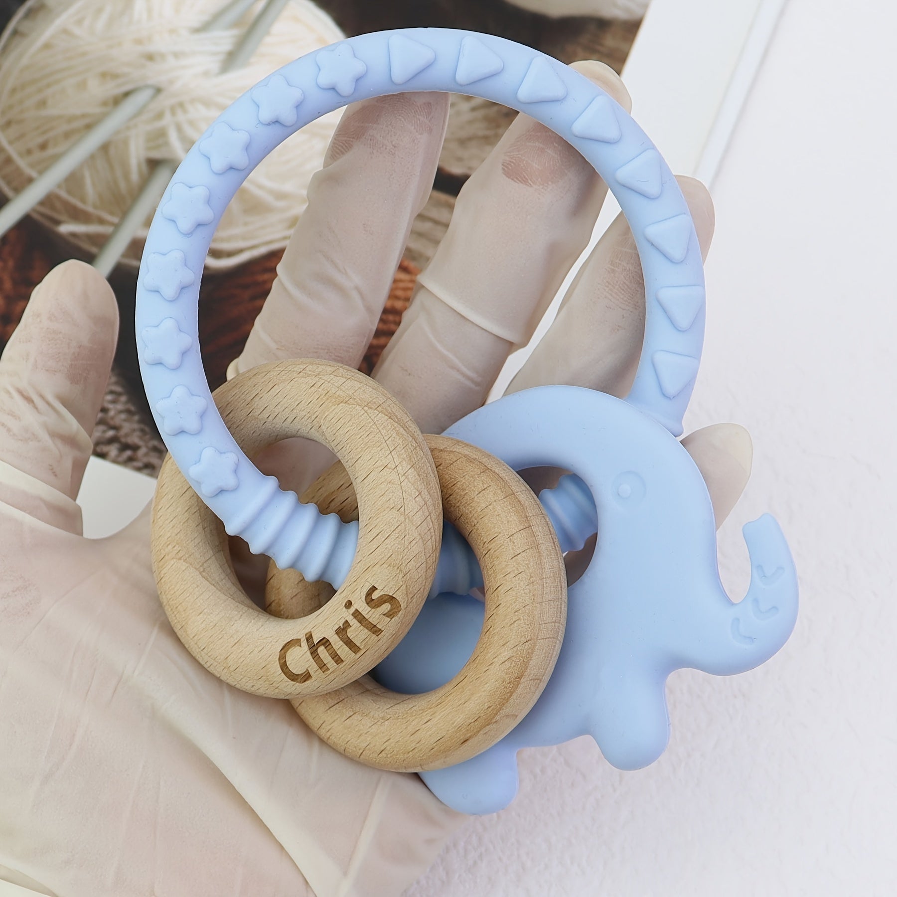 Personalized Baby Rattle Toy Animal for Kids Soft Handheld Gift