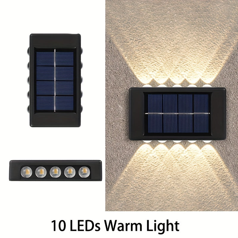 6pcs Luces de pared con espejo solar convexo para exteriores, decoraciones LED para paisajes, jardines, patios y villas