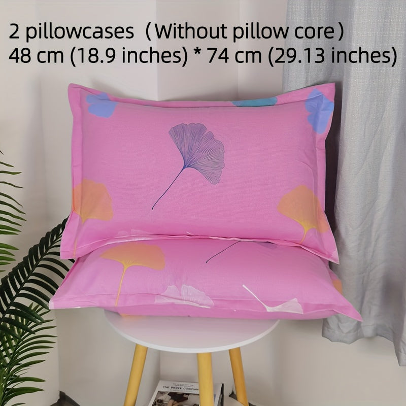 Superfine Fiber Pillowcases Set of 2 with Floral Designs, Easy to Clean, Airy