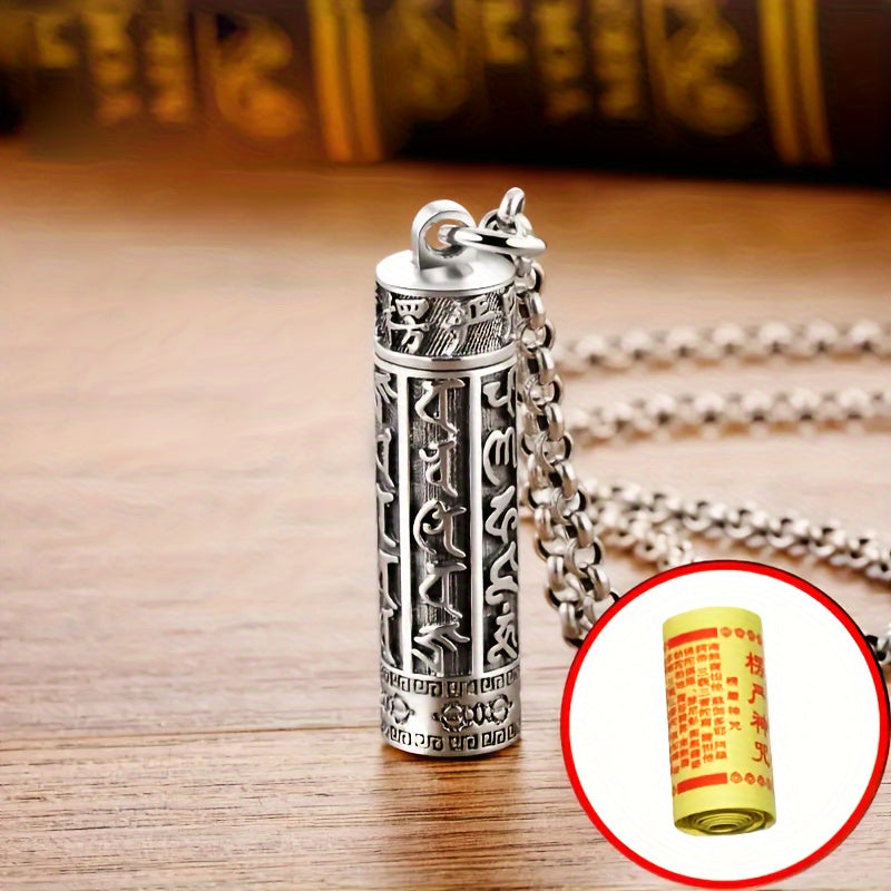 Mysterious Six-Character Pendant Necklace Silver Jewelry for Women