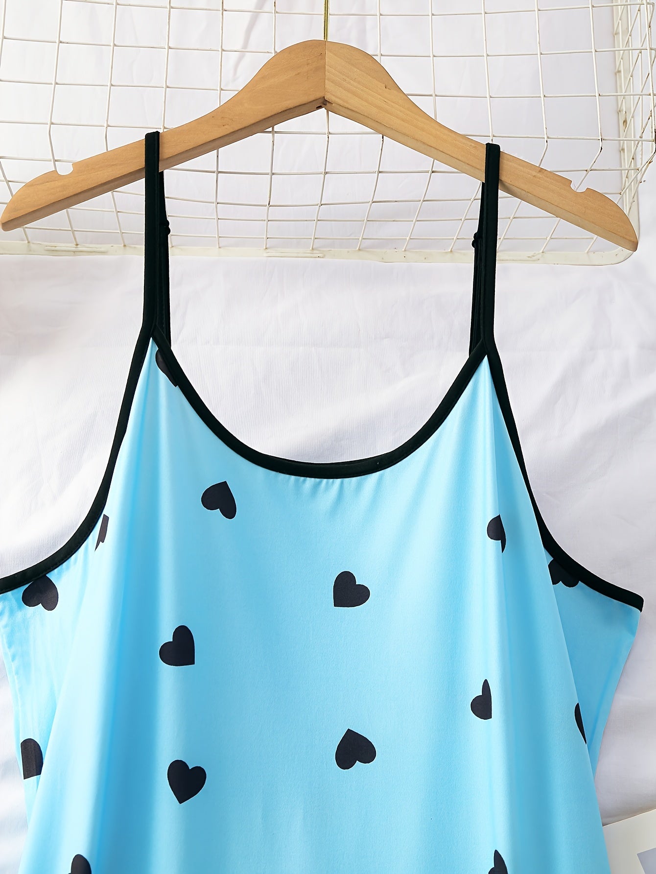 Plus Size Women's Heart Print Nightdress Set Three Piece Sleepwear