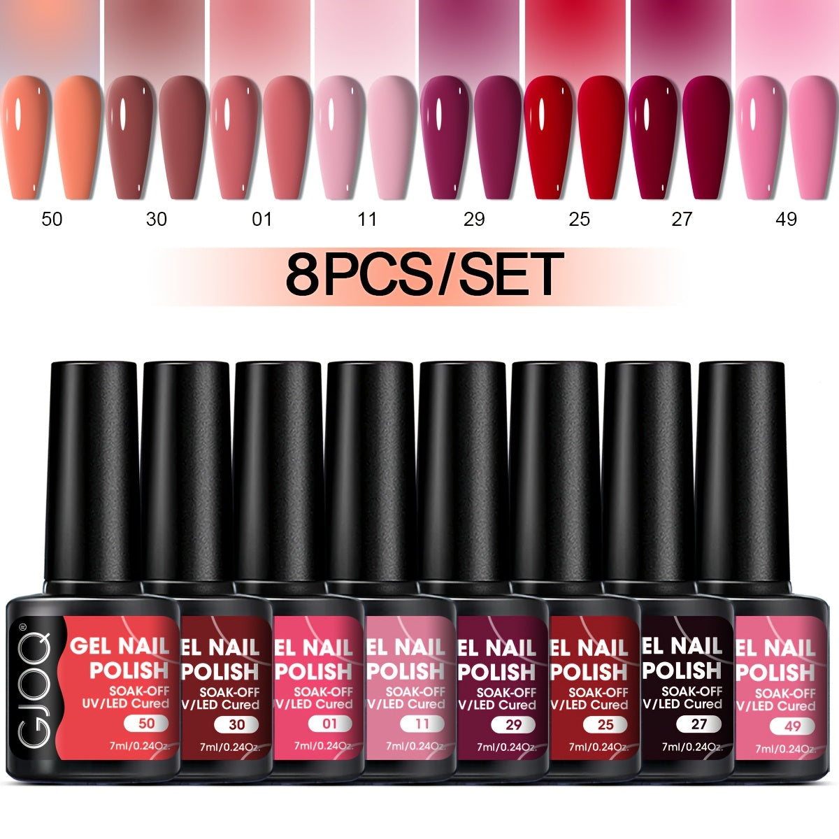 8-Piece Gel Nail Polish Set Long-Lasting UV LED Hypoallergenic Neutral Glitter