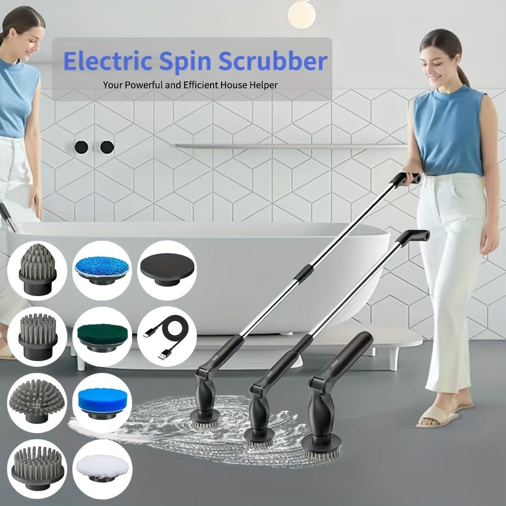 Cepillo giratorio recargable inalámbrico para azulejos, baños y suelos con brazo extensible