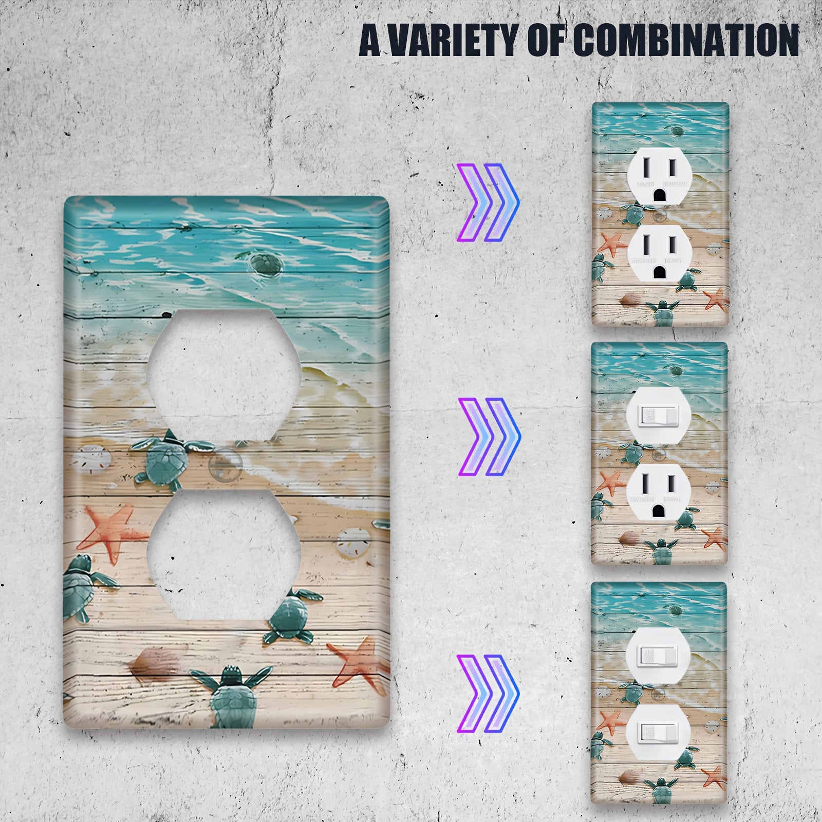 Ocean-Inspired Wooden Wall Switch Cover Decorates Walls Fits Standard Wall Boxes No Wires Needed 1 Piece