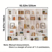 White Bookshelf Backdrop for Office Zoom Calls Parties Polyester No Power