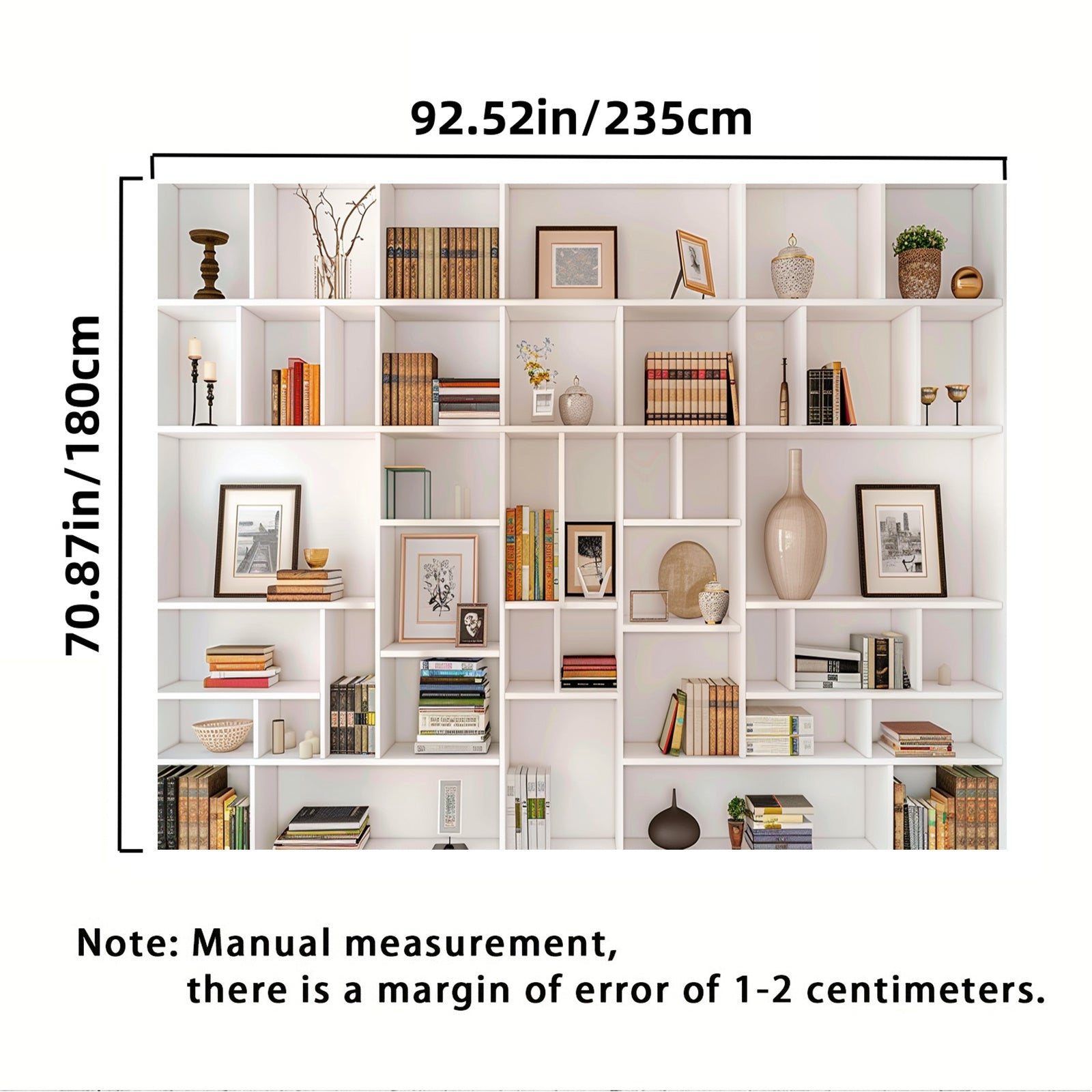 White Bookshelf Backdrop for Office Zoom Calls Parties Polyester No Power