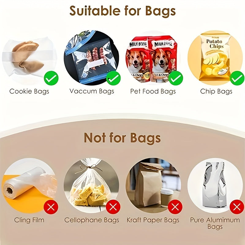 Sellador de bolsas de aperitivos portátil de mano, alimentado por batería seca, equipo de servicio de alimentos para cocina