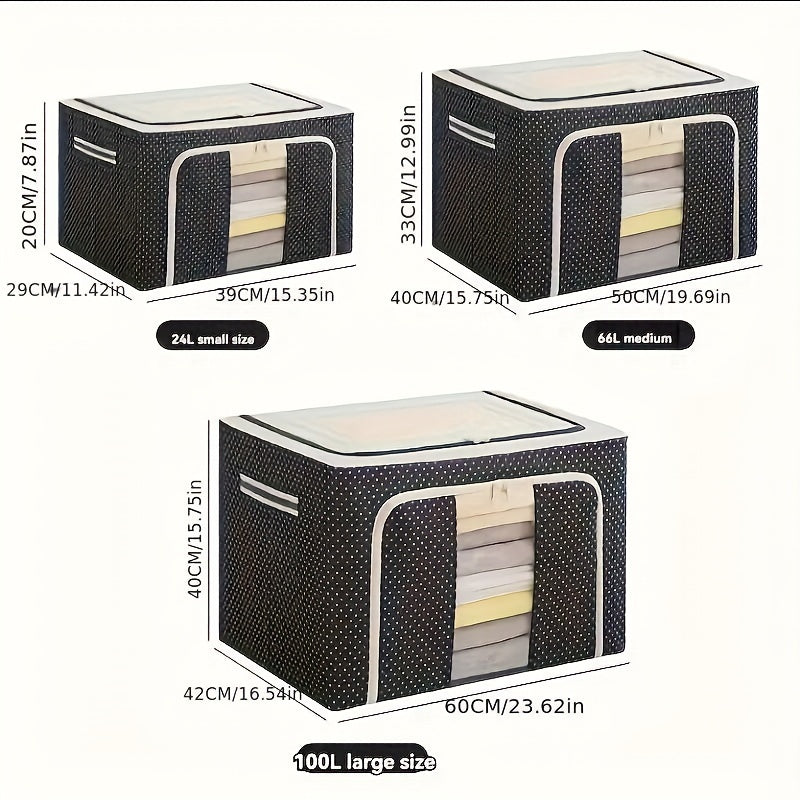 Caja de almacenamiento con estructura de acero plegable y tela Oxford, organizador bajo la cama para ropa y quilts