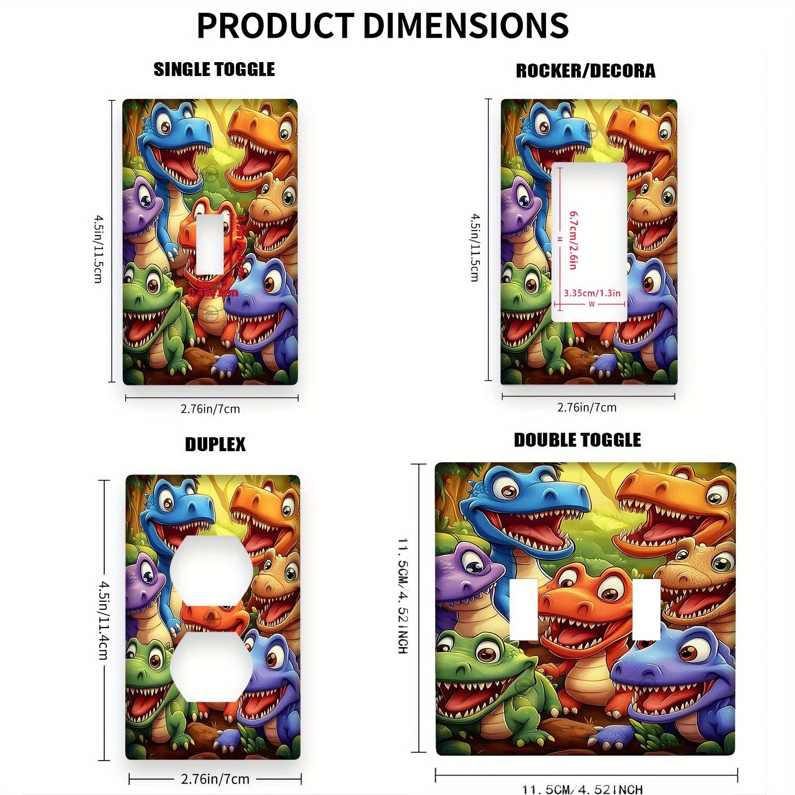 Agate Stone Dinosaur Light Switch Cover with Gold Embellishments for Kids Rooms