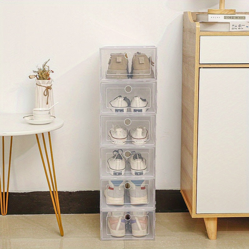 Foldable Transparent Plastic Storage Boxes with Round Holes for Shoe Organization