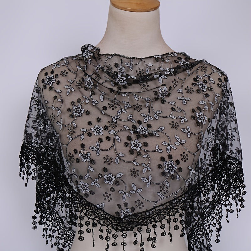Women's Lace Triangle Veil and Scarf Set for Church Chapel Mantilla Style