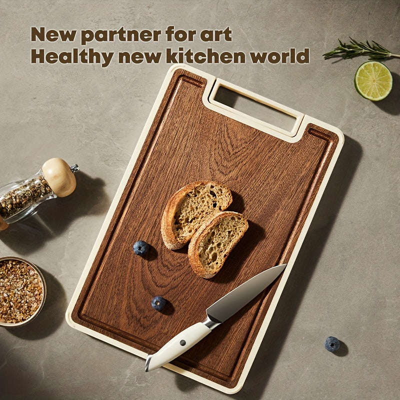 Dual-Sided Wood and PP Cutting Board with Stand and Large Handle Kitchen Tool