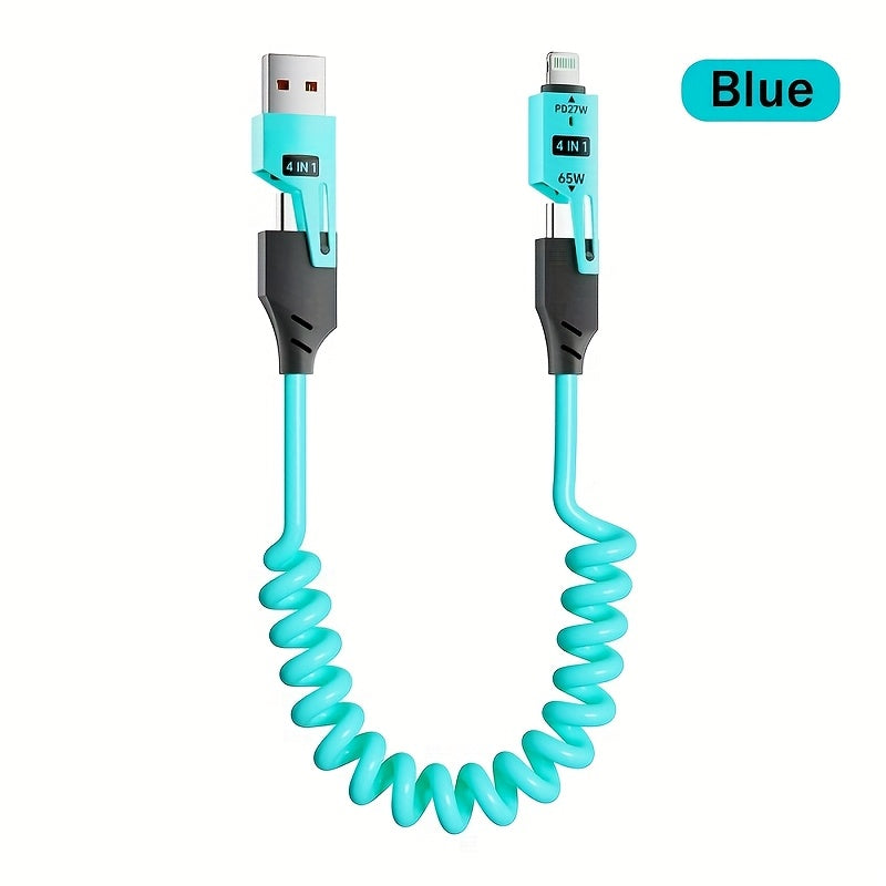 Universal 65W 4-in-1 High-Speed Charging Data Cable for Samsung, OnePlus, Mi, Huawei, Oppo, iPhone
