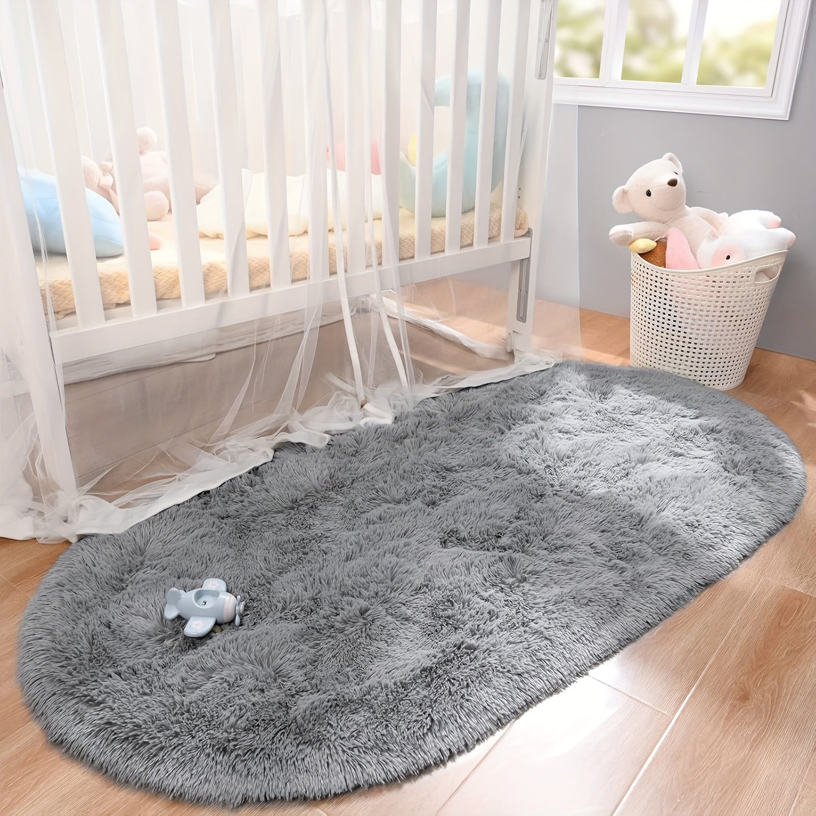 Soft Plush Oval Area Rug Non-Slip Backing for Bedroom Living Room Office